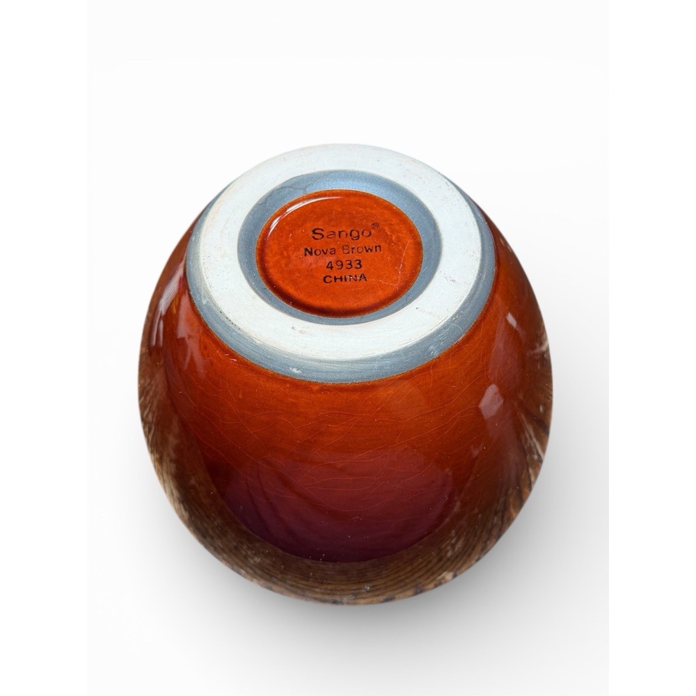 Sango Nova Brown Ceramic Bowl Dishwasher Microwave Safe 9.5‎ Inch X 6 Inch - Picture 3 of 3
